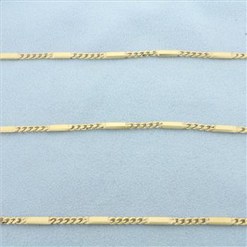 24 Inch Bar Link Chain Necklace in 14k Yellow Gold
