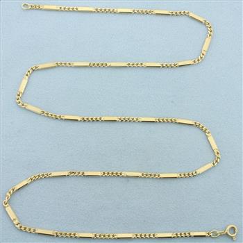 24 Inch Bar Link Chain Necklace in 14k Yellow Gold