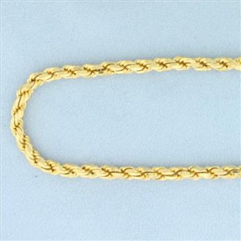 24 Inch Heavy Rope Link Chain Necklace in 18k Yellow Gold