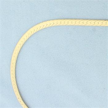 24 Inch Herringbone Link Necklace in 14k Yellow Gold