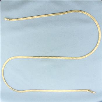24 Inch Herringbone Link Necklace in 14k Yellow Gold