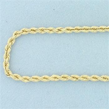 24 Inch Rope Link Chain Necklace in 14k Yellow Gold