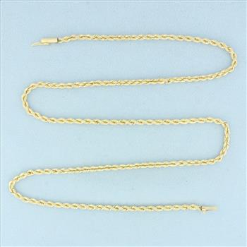 24 Inch Rope Link Chain Necklace in 14k Yellow Gold