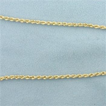 24 Inch Rope Link Chain Necklace in 14k Yellow Gold