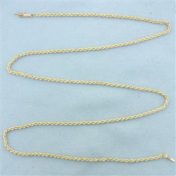24 Inch Rope Link Chain Necklace in 14k Yellow Gold