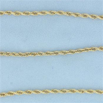 24 Inch Rope Link Chain Necklace in 14k Yellow Gold