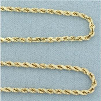 24 Inch Rope Link Chain Necklace in 14k Yellow Gold
