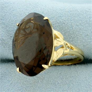 24ct Smoky Topaz Statement Ring in 14K Yellow Gold