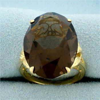 24ct Smoky Topaz Statement Ring in 14K Yellow Gold