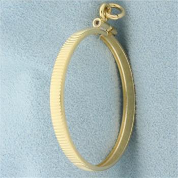 27mm Coin Bezel Pendant or Charm in 14k Yellow Gold