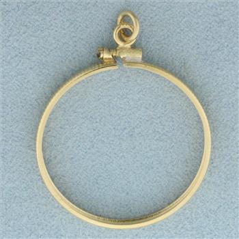27mm Coin Bezel Pendant or Charm in 14k Yellow Gold