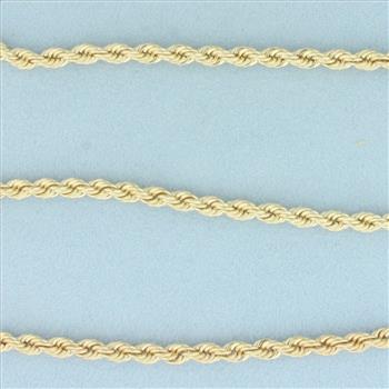 28 Inch Rope Link Chain Necklace in 14k Yellow Gold