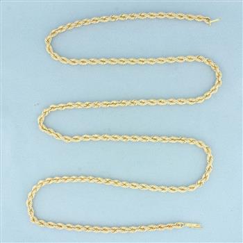 28 Inch Rope Link Chain Necklace in 14k Yellow Gold