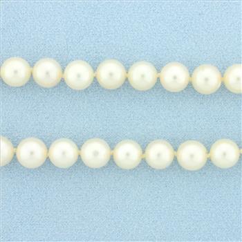 29 Inch Akoya Pearl Strand Necklace in 14K Yellow Gold