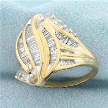 2ct Baguette and Round Diamond Statement Ring in 14k Yellow Gold
