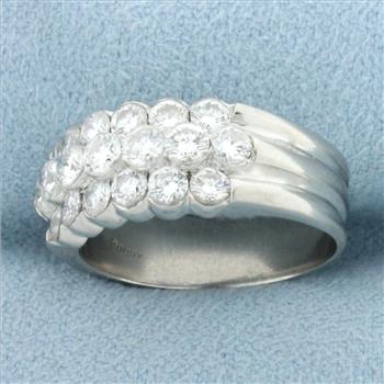 2ct Three Row Diamond Ring in Platinum