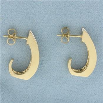 2ct TW J Hook Hoop Earrings in 14k Yellow Gold
