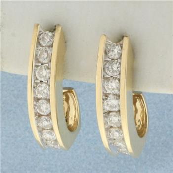 2ct TW J Hook Hoop Earrings in 14k Yellow Gold