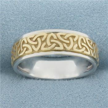 2-Tone Comfort Fit Wedding Band Ring in 14k White and Yellow Gold