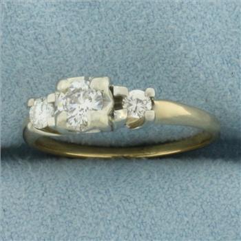 3 Stone Diamond Engagement Ring in 14k Yellow Gold