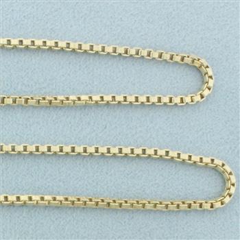 30 Inch Box Link Chain Necklace in 14k Yellow Gold