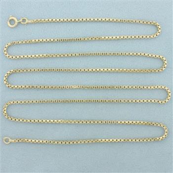 30 Inch Box Link Chain Necklace in 14k Yellow Gold