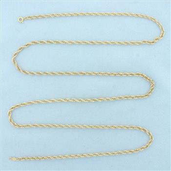 30 Inch Rope Link Chain Necklace in 14k Yellow Gold