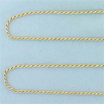 31 Inch Italian Rope Link Chain Necklace in 14k Yellow Gold