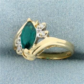 3/4ct Tsavorite and Diamond Pinky Ring in 14K Yellow Gold