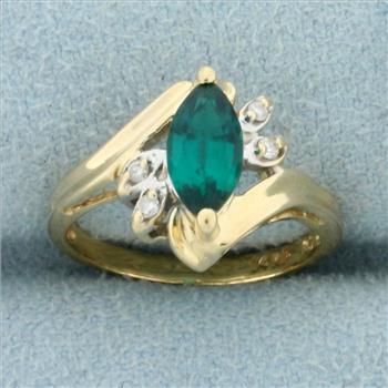 3/4ct Tsavorite and Diamond Pinky Ring in 14K Yellow Gold