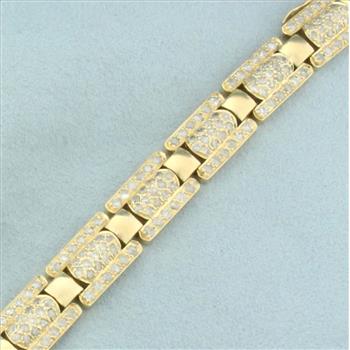 3ct Diamond Track Link Bracelet in 14k Yellow Gold