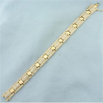 3ct Diamond Track Link Bracelet in 14k Yellow Gold
