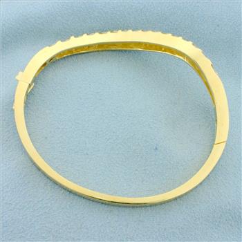 3ct TW Diamond Wave Design Bangle Bracelet in 14K Yellow Gold