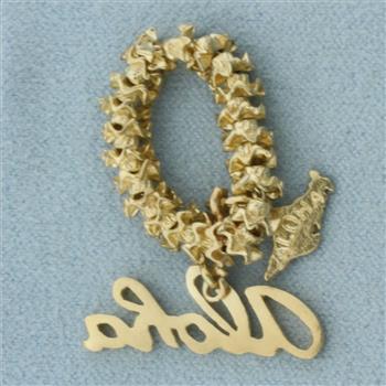 3-D Hawaii Aloha Lei Pendant or Charm in 14k Yellow Gold