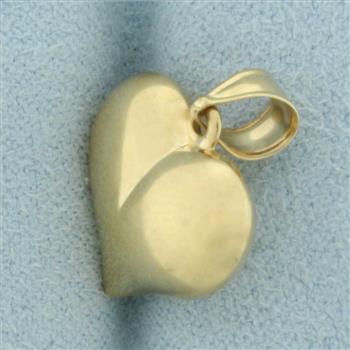 3-D Heart Pendant or Charm in 14k Yellow Gold