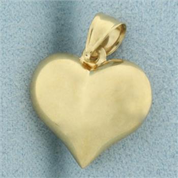 3-D Heart Pendant or Charm in 14k Yellow Gold