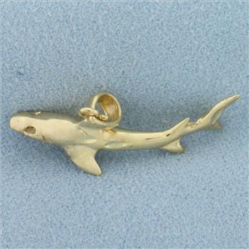 3D Shark Pendant in 14k Yellow Gold