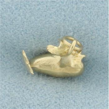 3D Whale Charm in 14k Yellow Gold