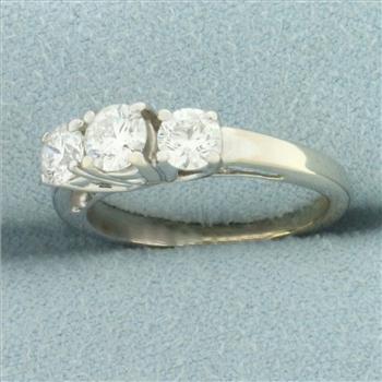 3-Stone Diamond Wedding Ring in 14k White Gold