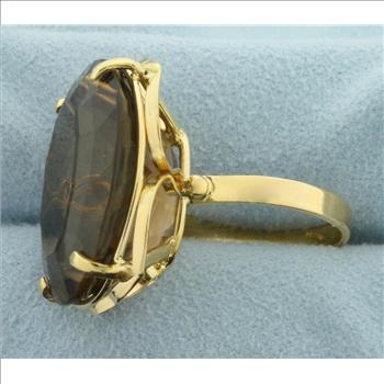 40ct Smokey Topaz Statement Ring in 18k Yellow Gold