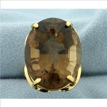 40ct Smokey Topaz Statement Ring in 18k Yellow Gold