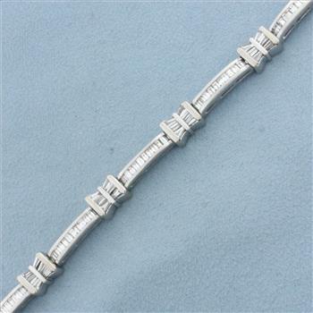 4ct Baguette Diamond Bracelet in 18k White Gold