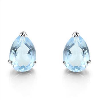 4x6 Pear Sky Blue Topaz Earrings in Sterling Silver