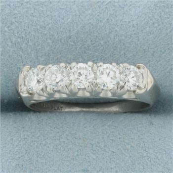 5 Stone Anniversary or Wedding Band Ring in Platinum