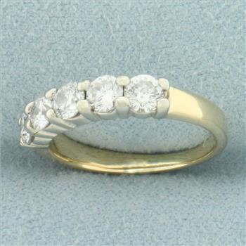 5 Stone Diamond Wedding or Anniversary Ring in 14k Yellow Gold