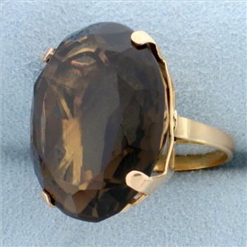50ct Smoky Topaz Statement Ring in 18K Yellow Gold