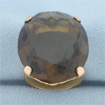 50ct Smoky Topaz Statement Ring in 18K Yellow Gold