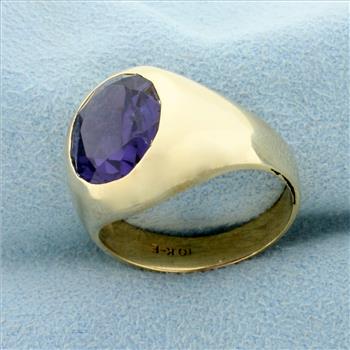 5ct Color Changing Lab Sapphire Ring in 10K Yellow Gold