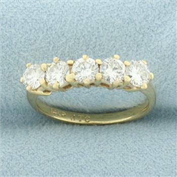 5-Stone Diamond Wedding or Anniversary Ring in 14k Yellow Gold