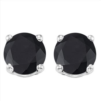 6MM Round Midnight Sapphire Earrings in Sterling Silver